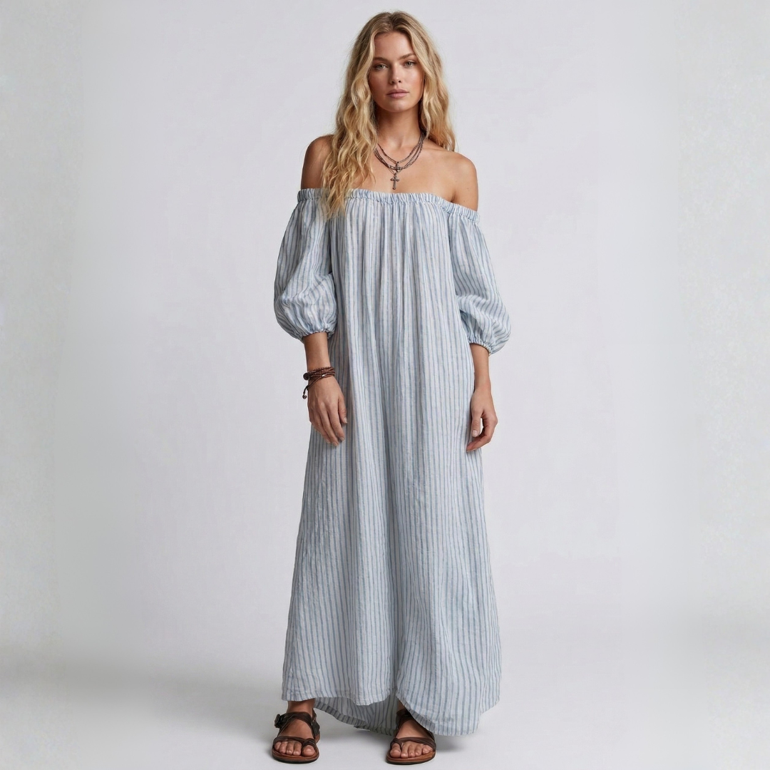 Aura - Vestido Maxi de Lino y Algodón