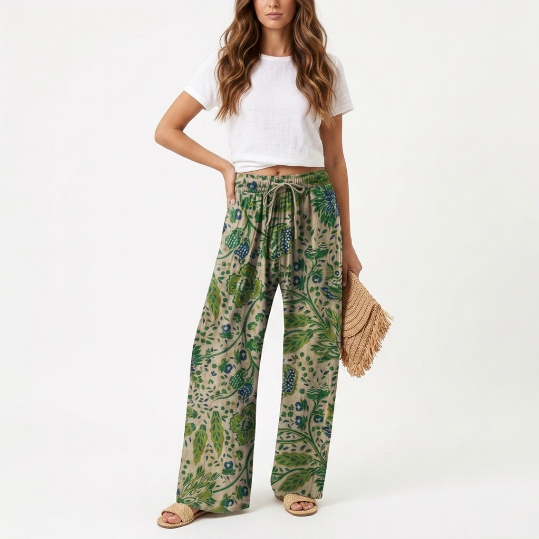 Agnes - Pantalón de cintura alta con flores