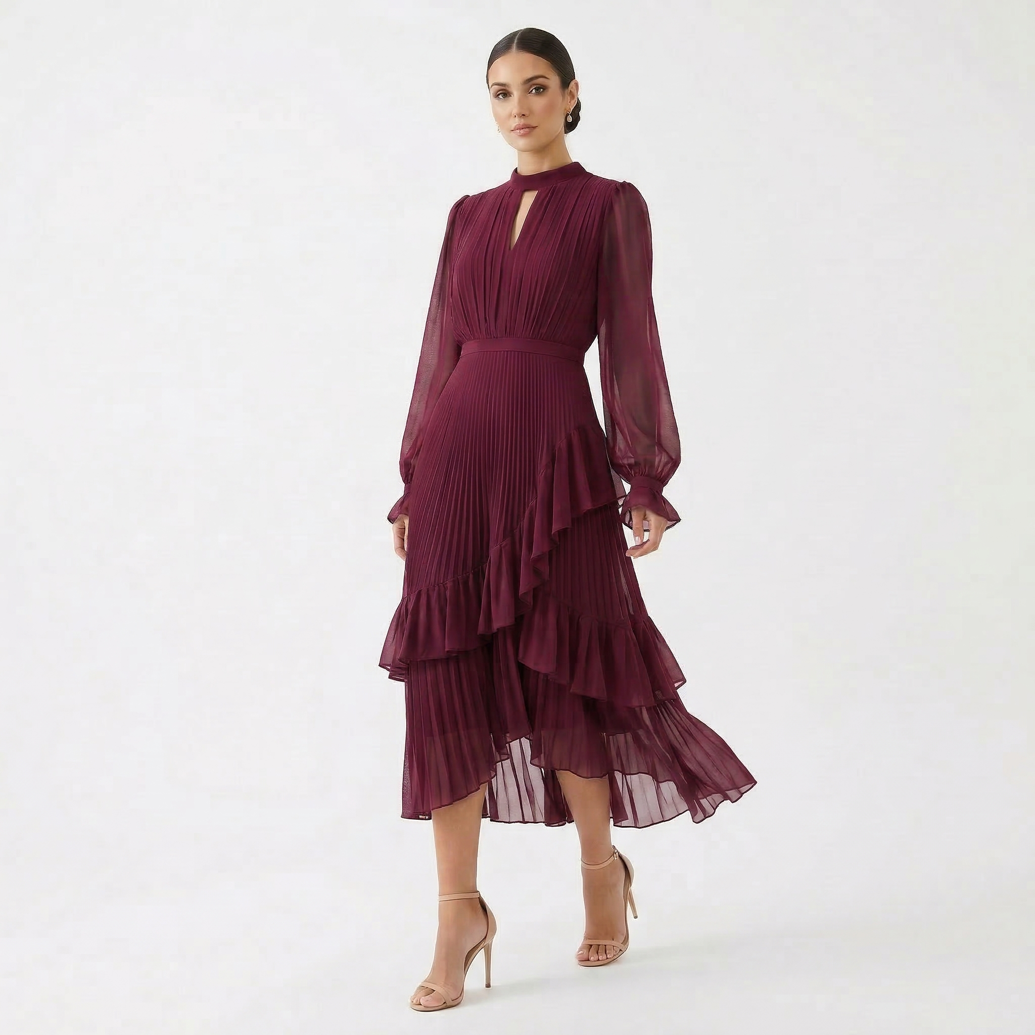 Melanie - Vestido con pliegues y mangas anchas