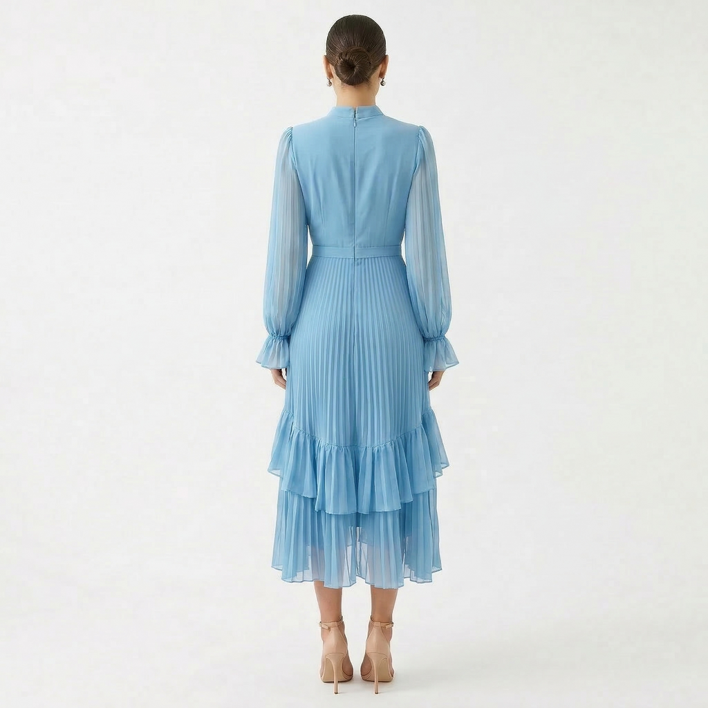 Melanie - Vestido con pliegues y mangas anchas