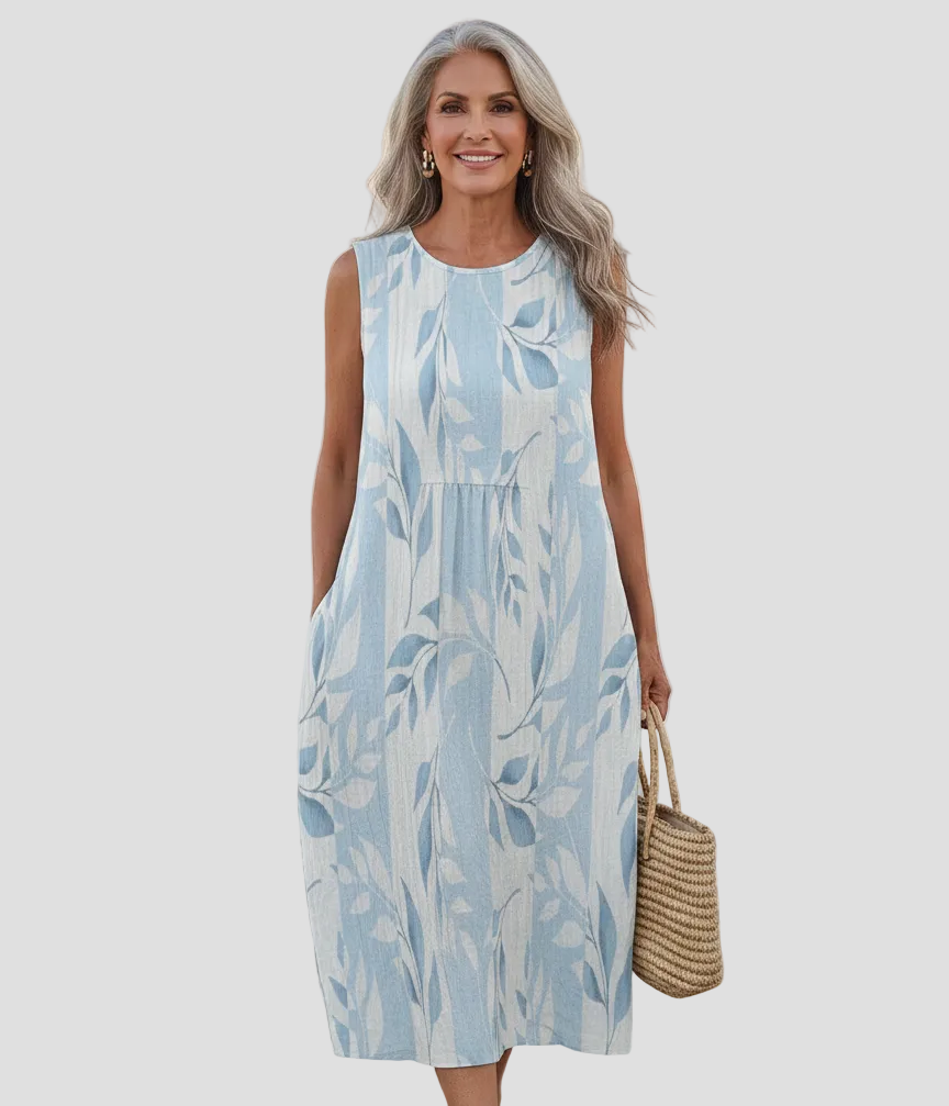 Chryssoula | Vestido Midi con Diseño de Hojas