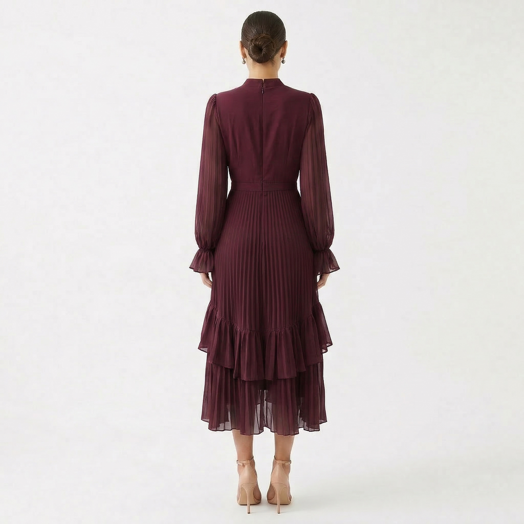 Melanie - Vestido con pliegues y mangas anchas