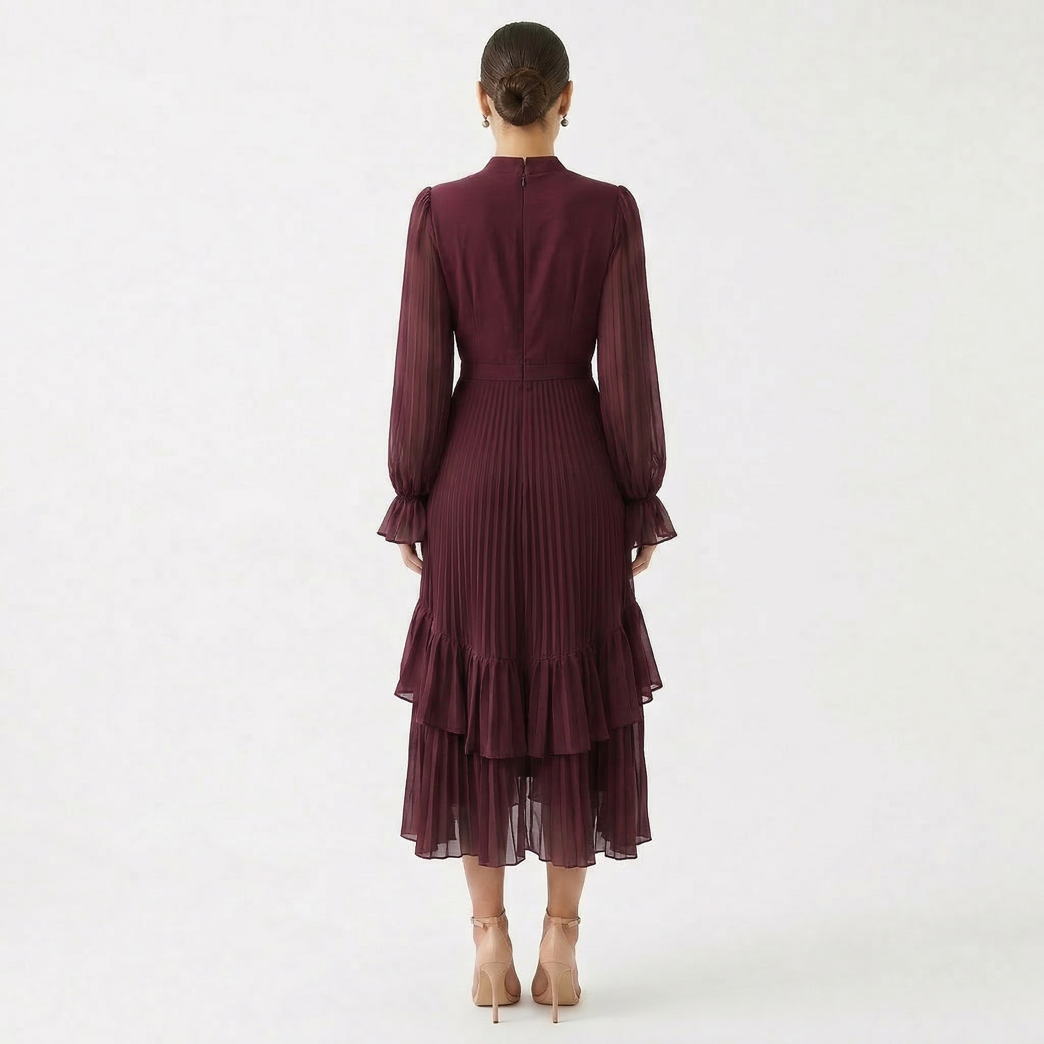 Melanie - Vestido con pliegues y mangas anchas