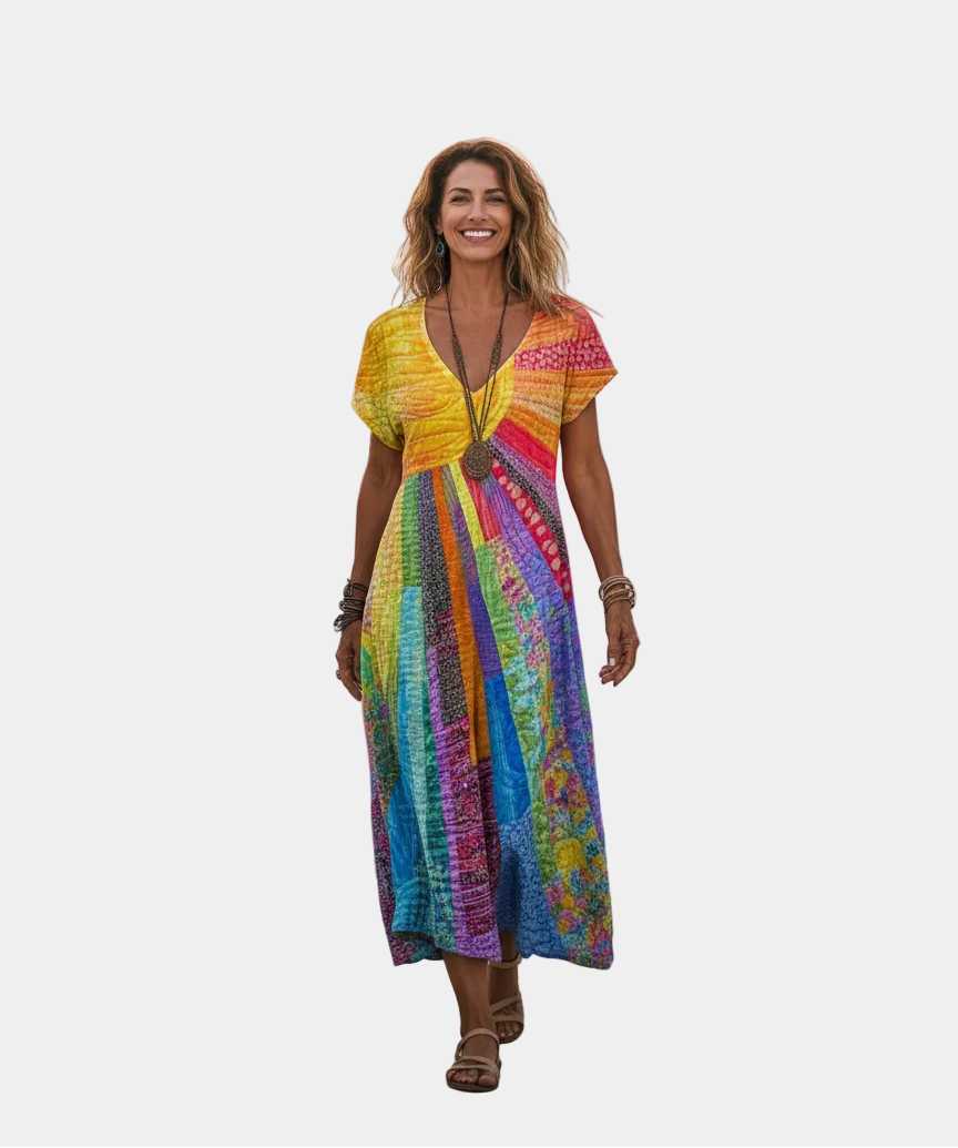 Nefeli - Vestido Bohemio con Diseño de Sol
