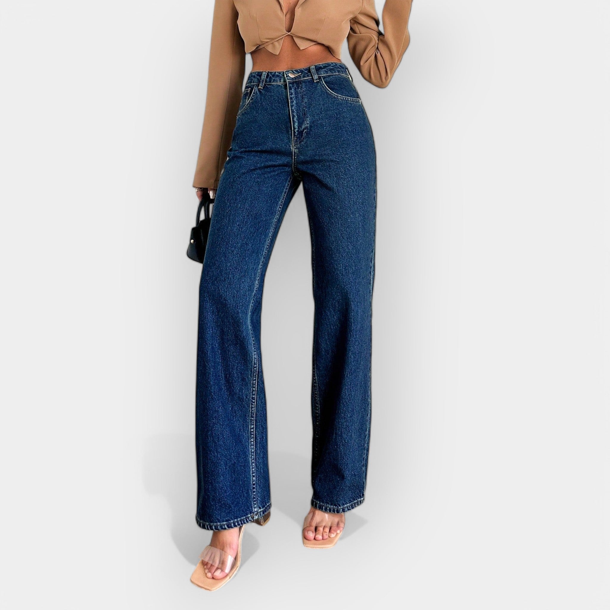 Jeans de Cintura Alta con Corte Amplio