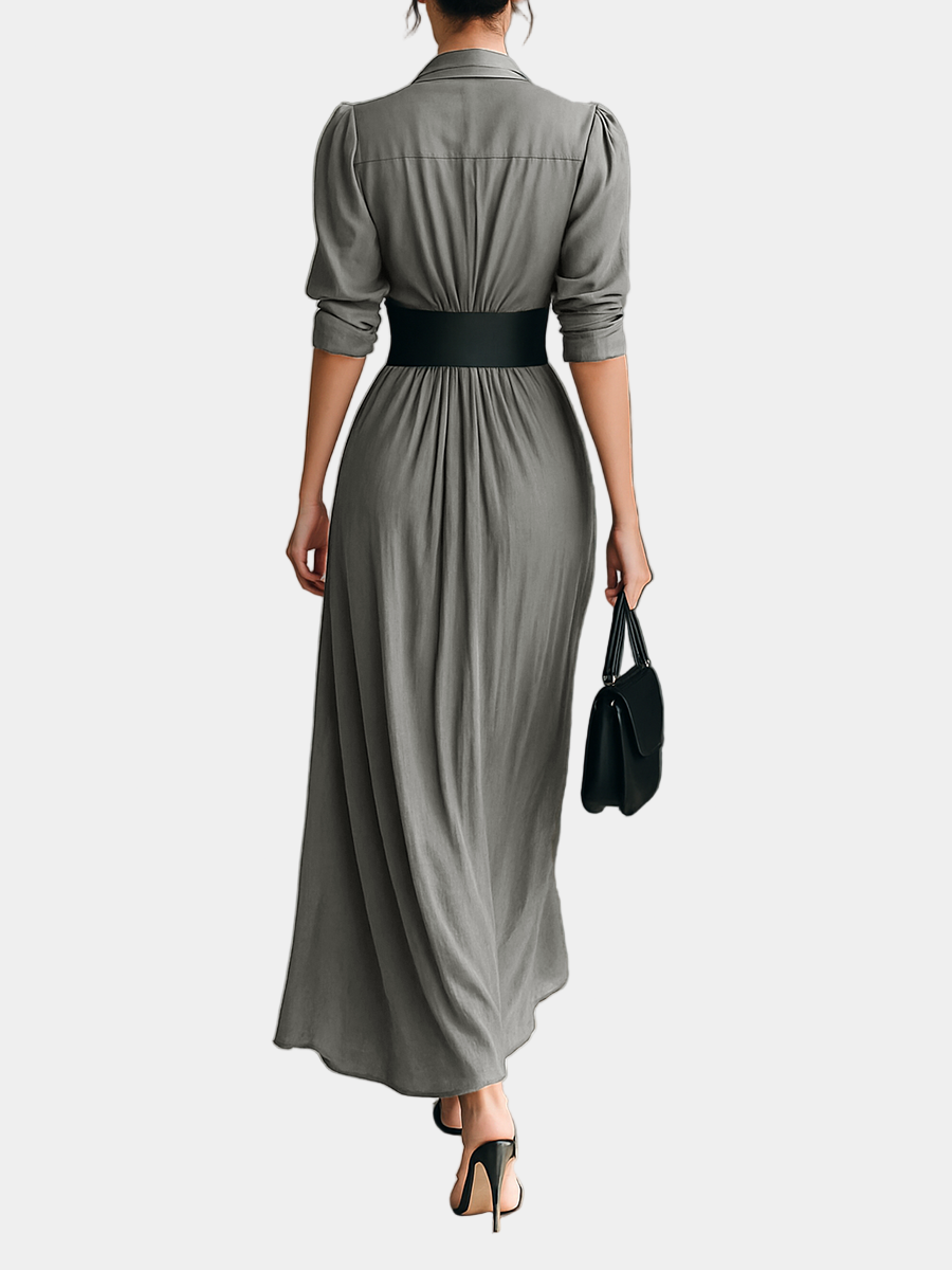 Vida - Vestido largo plisado con cinturón