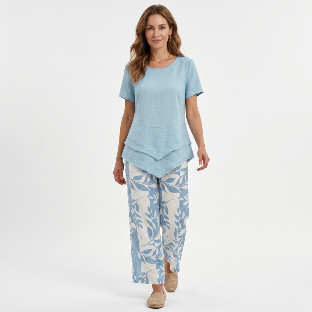 Nicole - Conjunto que combina blusa y pantalón.