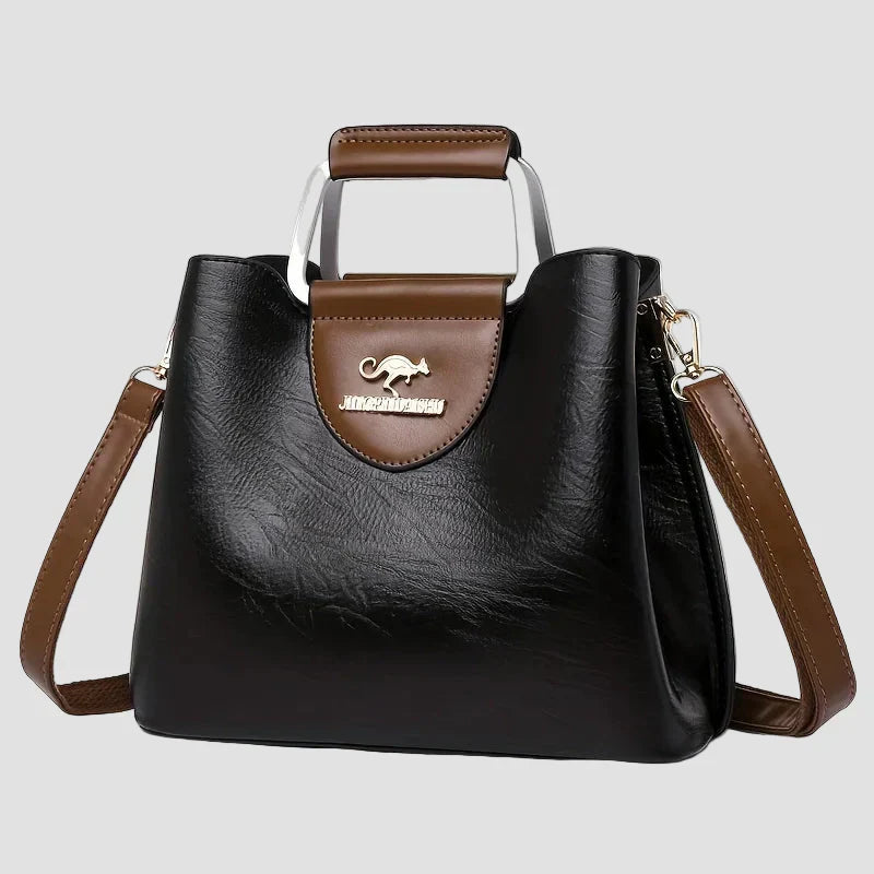 Anna - Elegante Bolsa de Cuero Bicolor