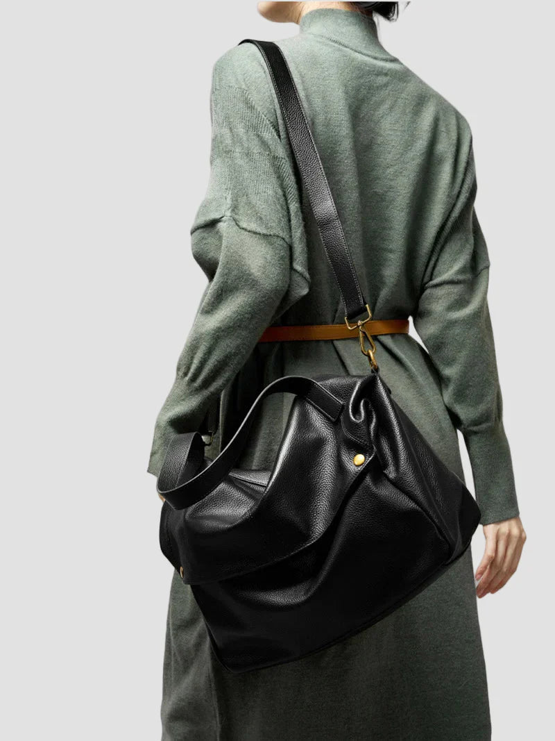 Adriani - Bolsa de cuero genuino retro suave minimalista para uso diario