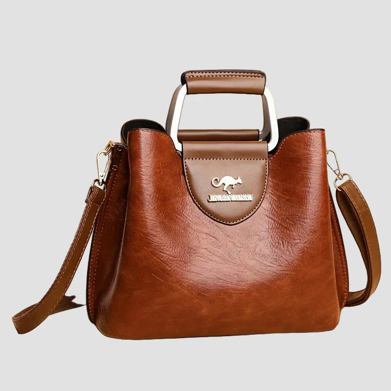Anna - Elegante Bolsa de Cuero Bicolor