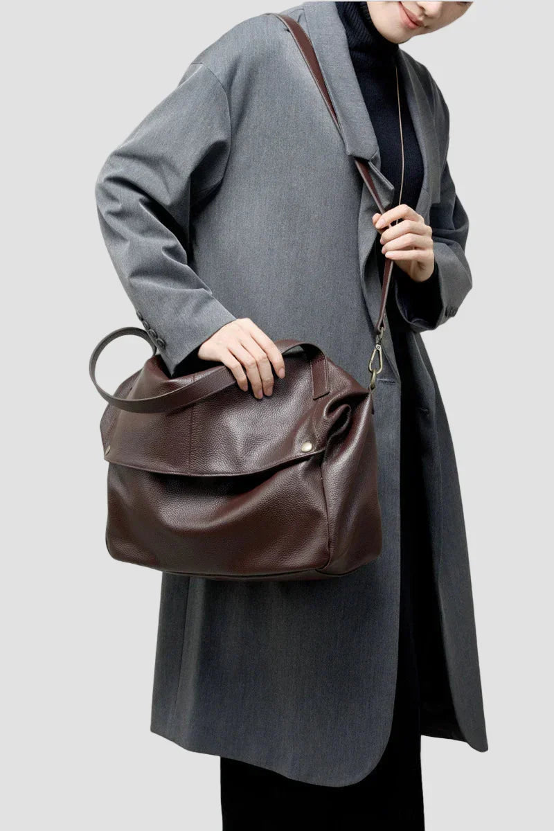Adriani - Bolsa de cuero genuino retro suave minimalista para uso diario