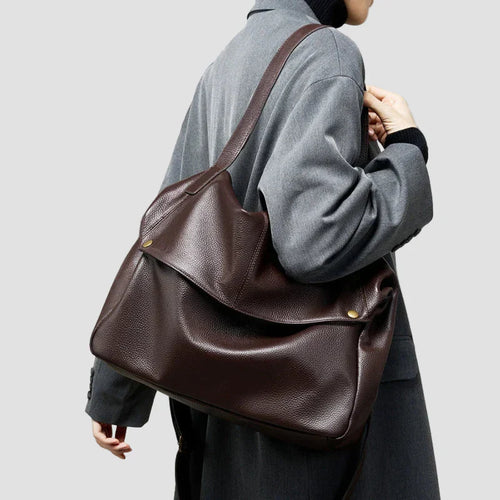 Adriani - Bolsa de cuero genuino retro suave minimalista para uso diario