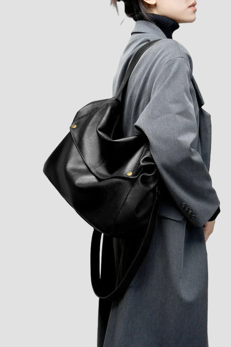 Adriani - Bolsa de cuero genuino retro suave minimalista para uso diario