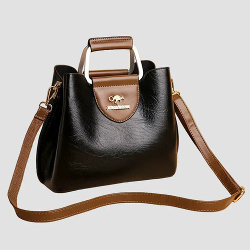 Anna - Elegante Bolsa de Cuero Bicolor