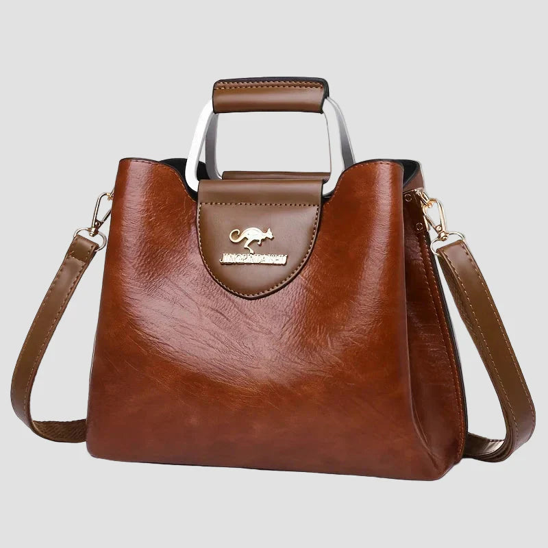Anna - Elegante Bolsa de Cuero Bicolor