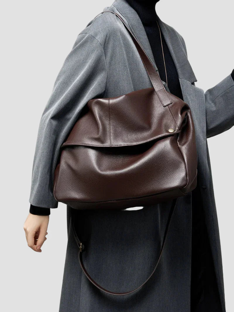 Adriani - Bolsa de cuero genuino retro suave minimalista para uso diario