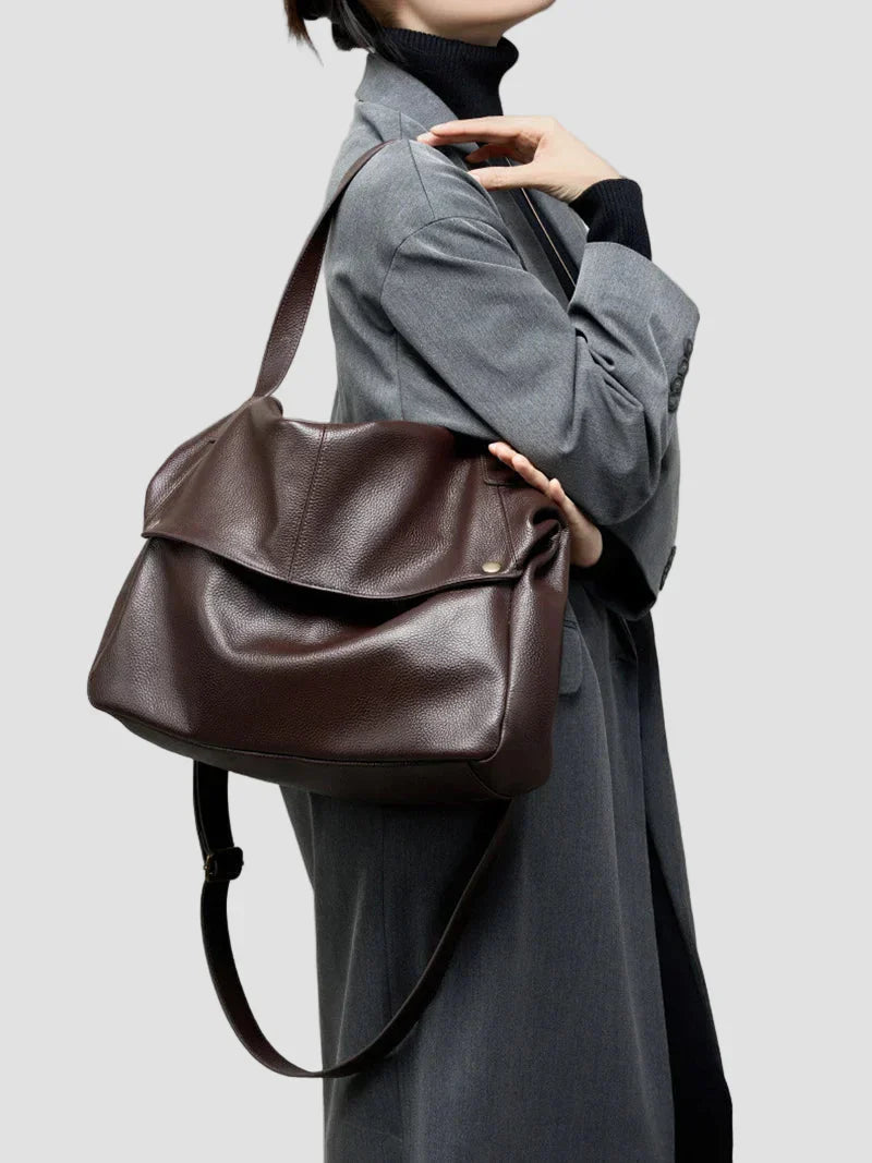 Adriani - Bolsa de cuero genuino retro suave minimalista para uso diario