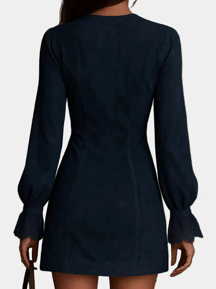Anastasia - Vestido mini de ante con encaje