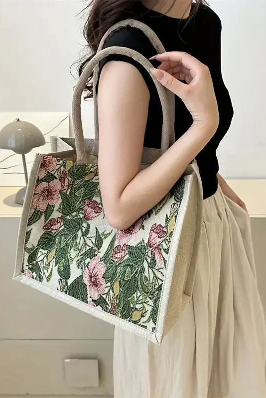 Bolsa Taila de Jabón Indio con Diseño Floral y Diseño Ecológico