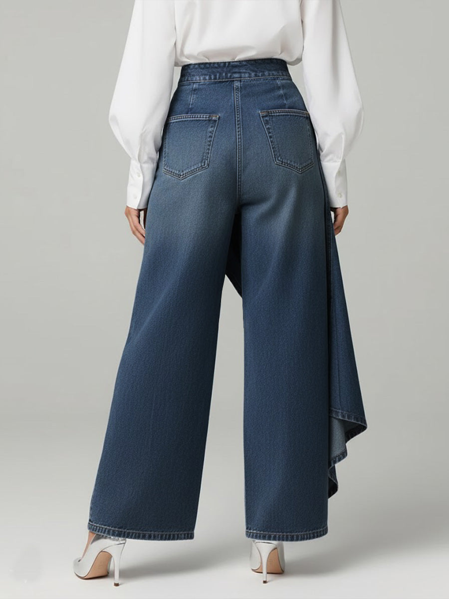 Martina | Jeans de cintura alta y pierna ancha, ajuste relajado en un diseño elegante
