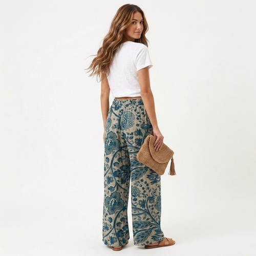 Agnes - Pantalón de cintura alta con flores