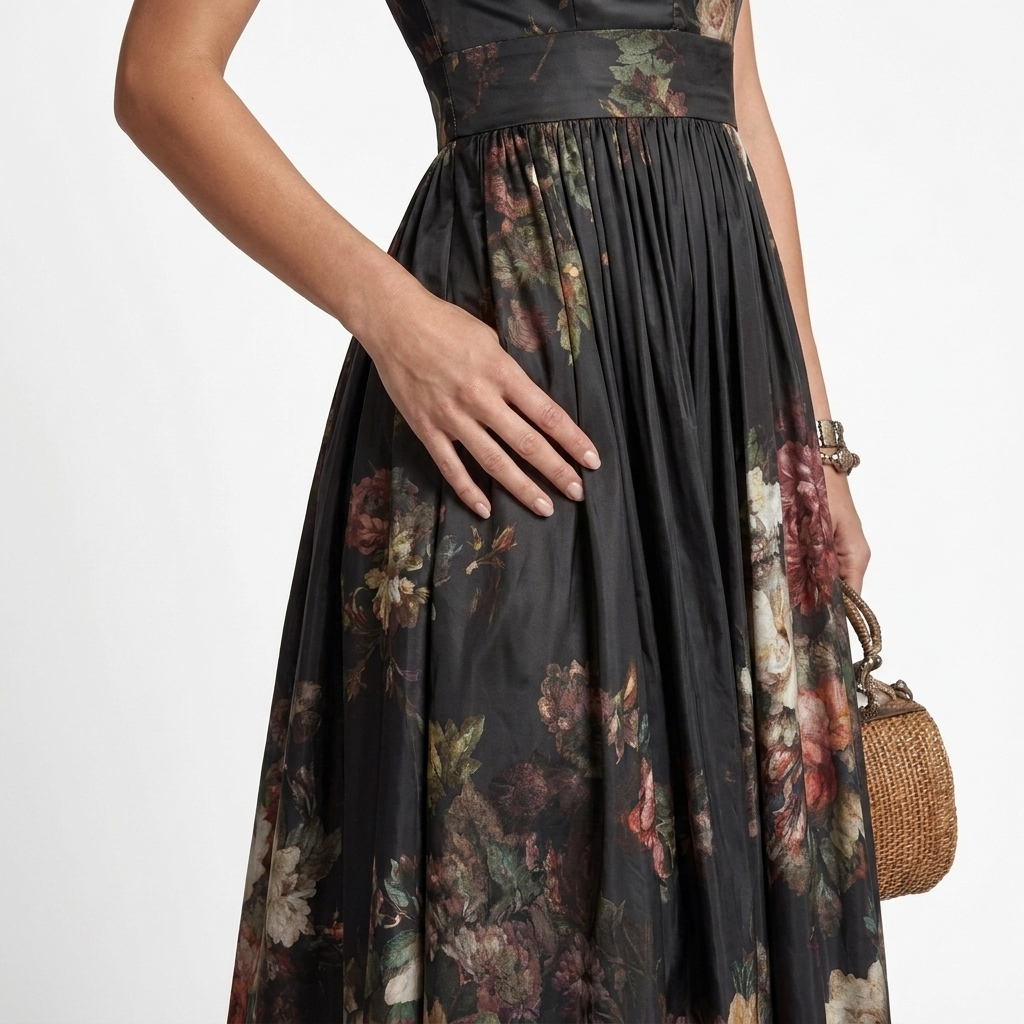 Sophia - Vestido Midi con diseño plisado floral