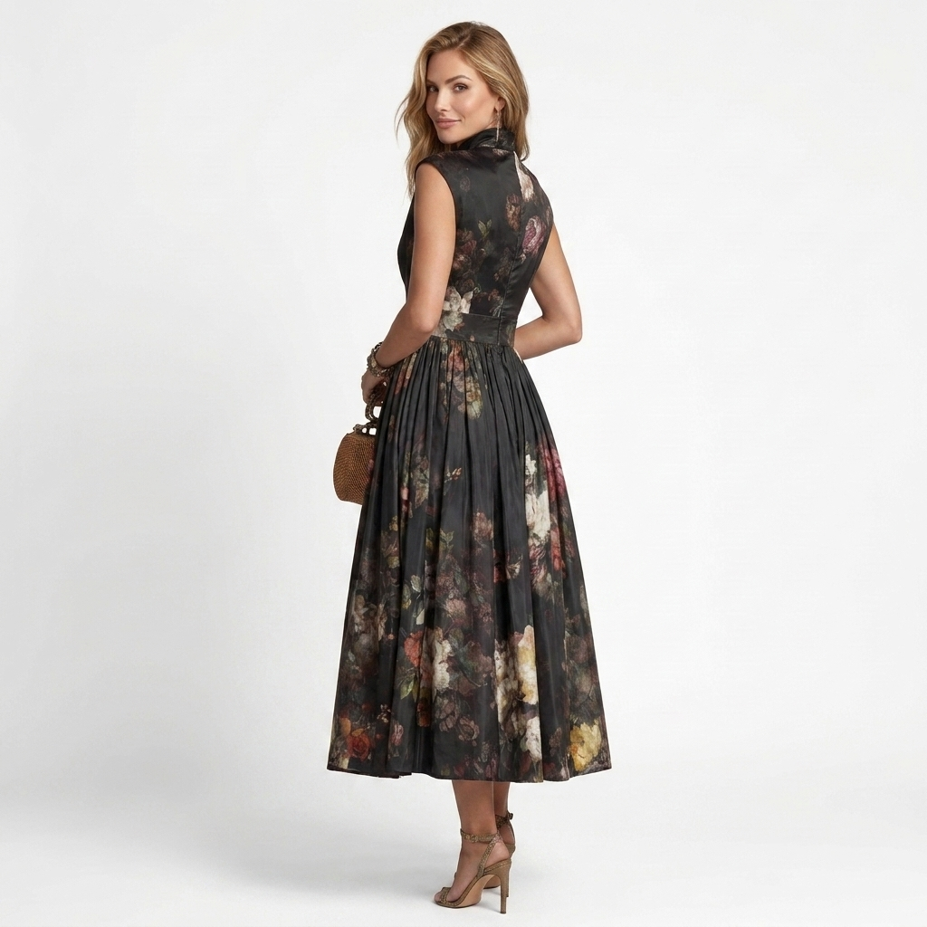 Sophia - Vestido Midi con diseño plisado floral