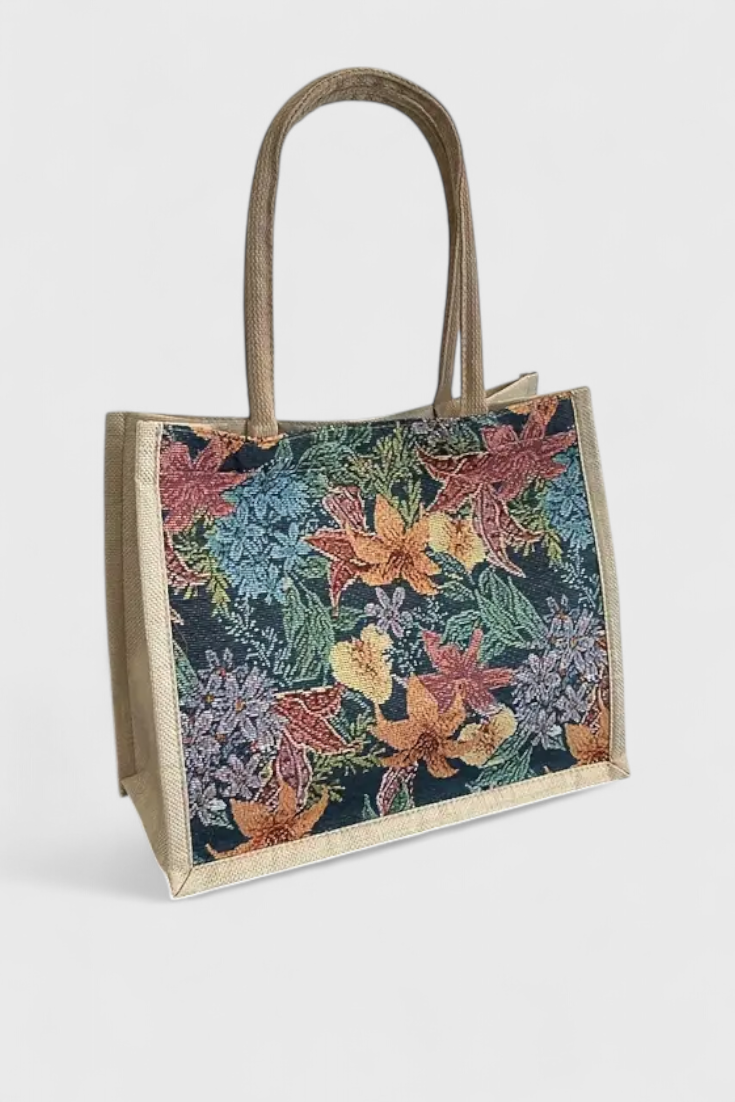 Bolsa Taila de Jabón Indio con Diseño Floral y Diseño Ecológico