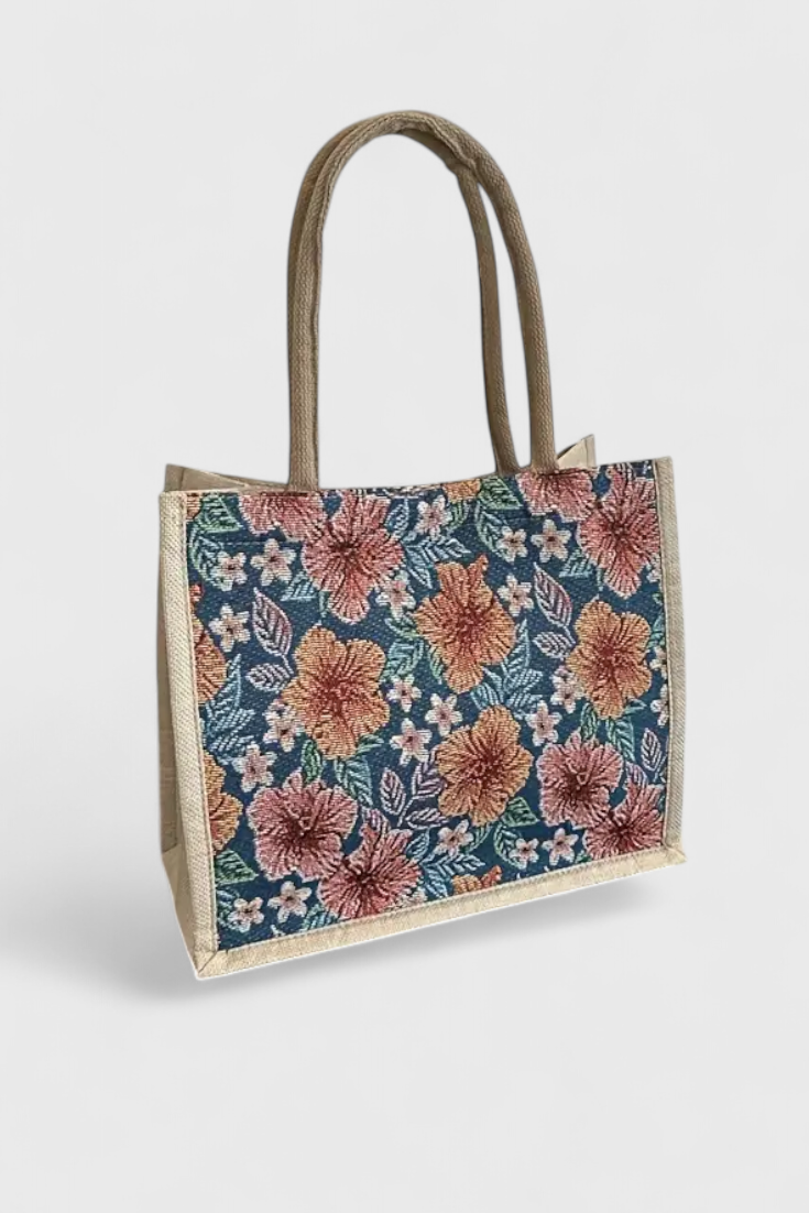 Bolsa Taila de Jabón Indio con Diseño Floral y Diseño Ecológico