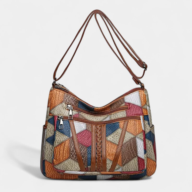 Bolso de Mano de Piel Estilo Mosaico