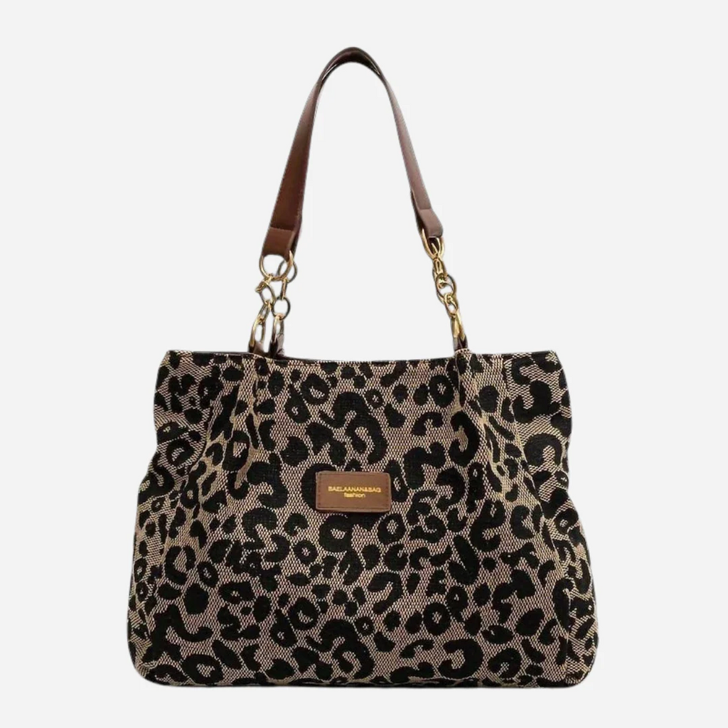 Impresionante bolsa de compras de lona con diseño de leopardo