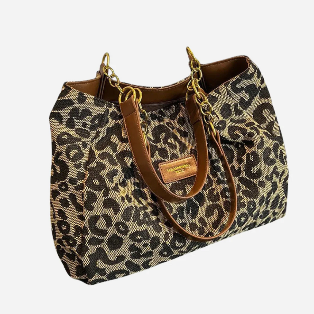 Impresionante bolsa de compras de lona con diseño de leopardo