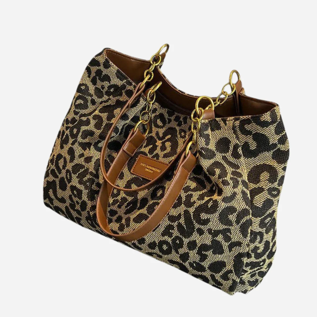 Impresionante bolsa de compras de lona con diseño de leopardo