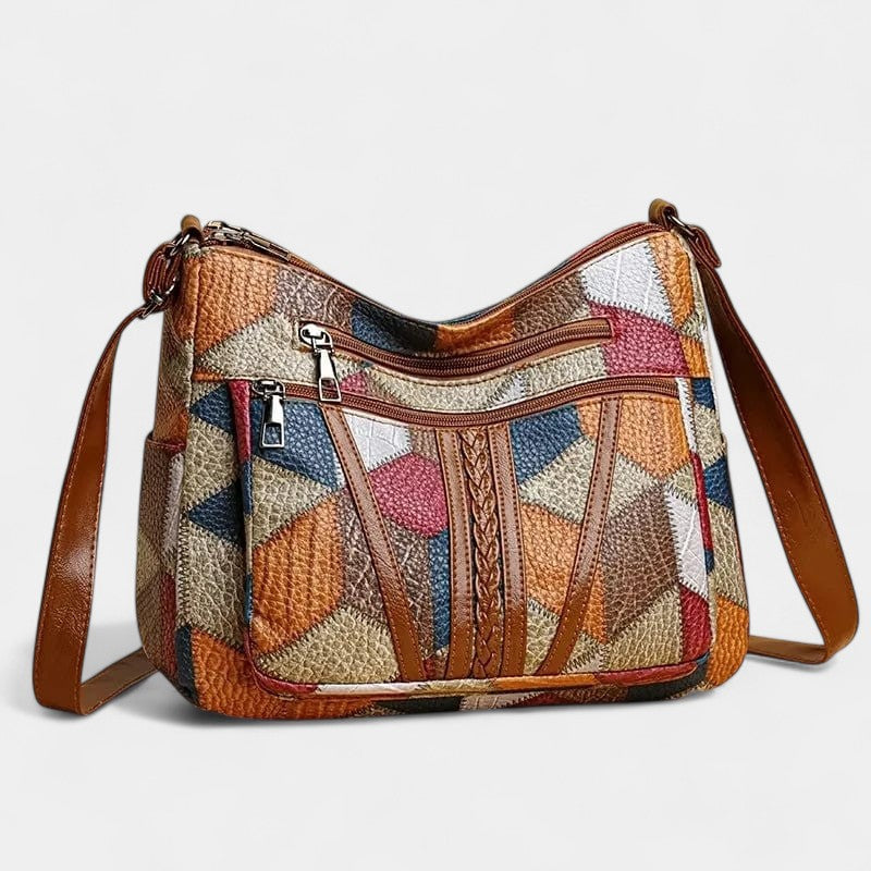Bolso de Mano de Piel Estilo Mosaico