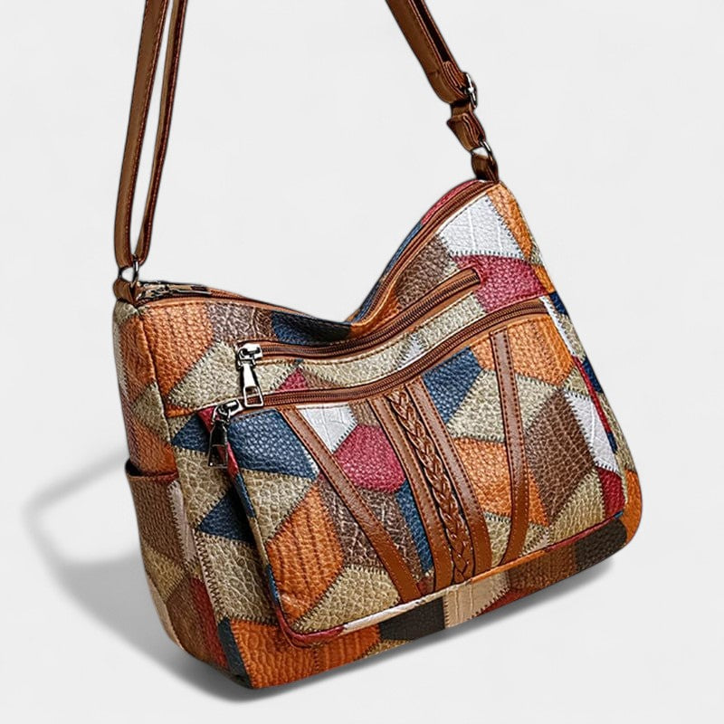 Bolso de Mano de Piel Estilo Mosaico