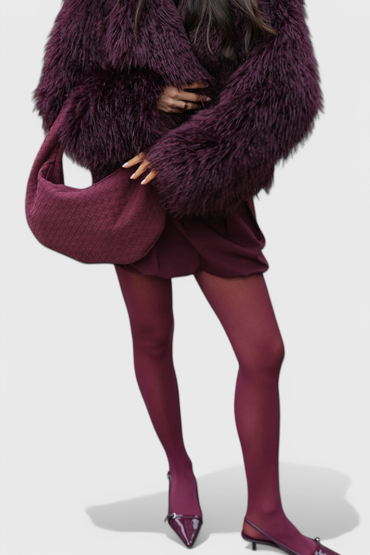 Bolso Mediano Morado Tejido con Detalle de Nudo