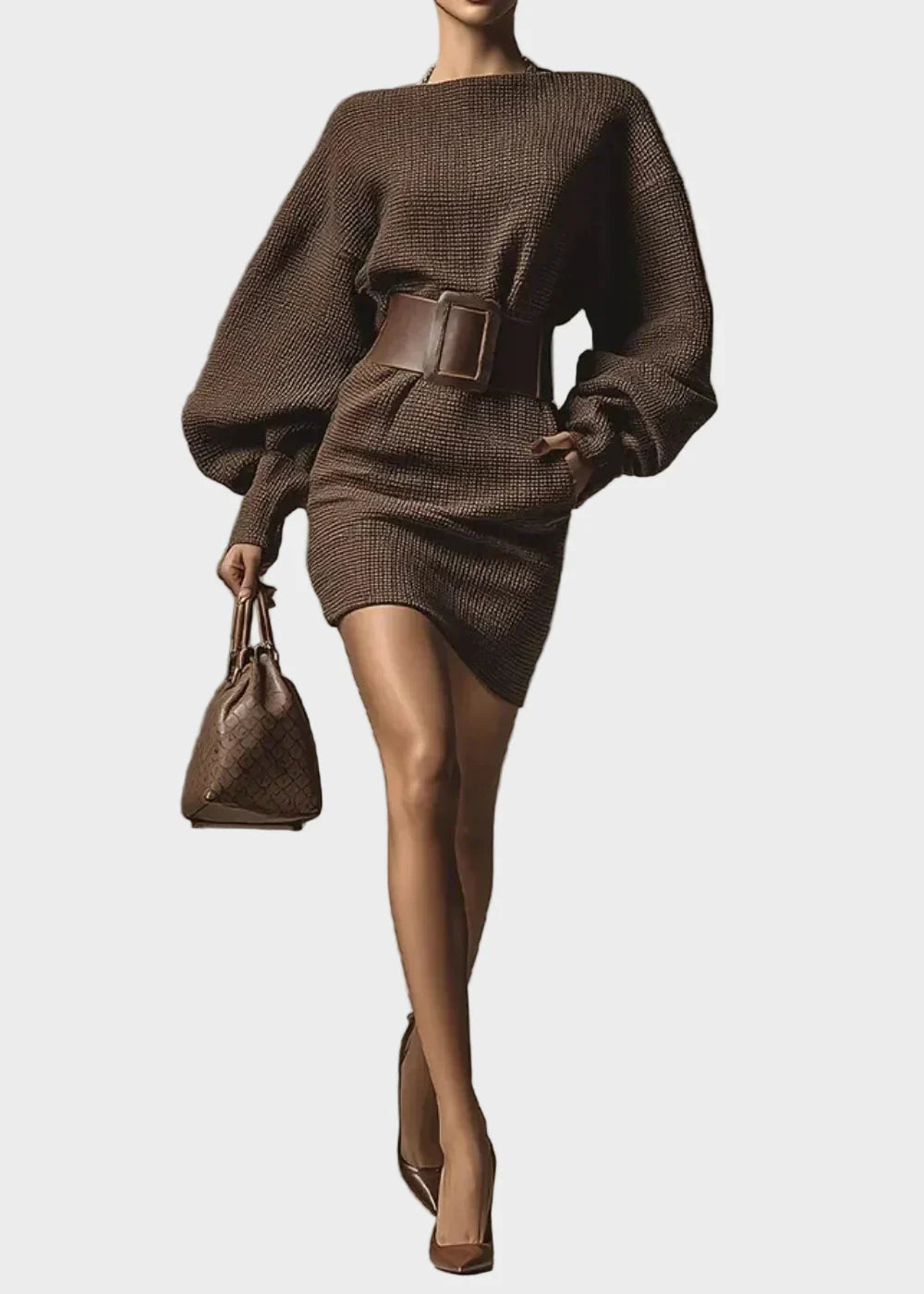 Vasia - Vestido de Punto Mocha con Silueta